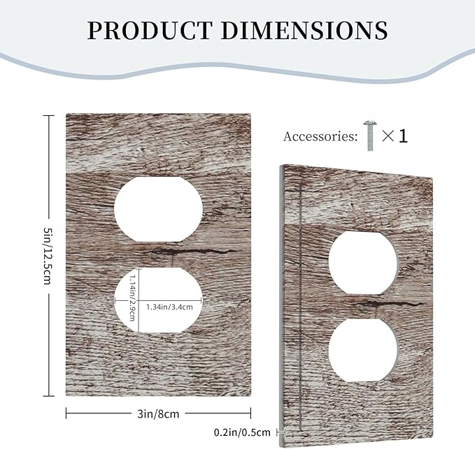 Outlet Covers Rustic Dark Grey Wood Plank Vintage Texture 1 Gang Duplex Light Switch Cover Plate Decorative Wall Plates Socket Cover Electrical Switchplate for Farmhouse Home Decor