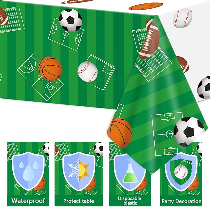 Sports Party Decorations Tableware Set All Star Plates Napkins All Sports Disposable Table Cover Baseball Football Soccer Basketball Dinnerware for Boy Birthday Party Baby Shower Decor Supplies
