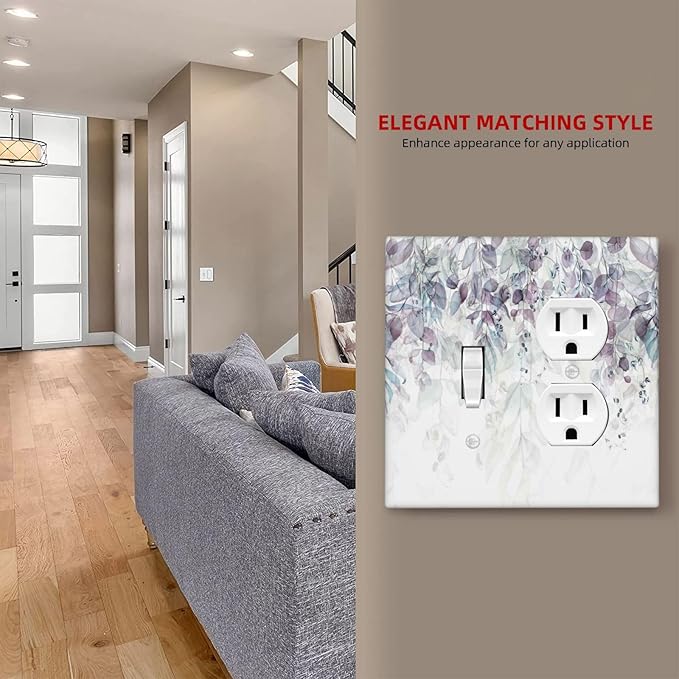Hazy Leaves Ivy Nature Plants Eucalyptus Leave Wallplates 1 Toggle 1 Duplex Switch Plate Electrical GFCI Faceplate Decorative Light Switch Covers for Bedroom Home Decor