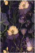 Modern Boho Vintage Gold Purple Dark Floral Modern Abstract Flowers Light Switch Cover Plate 1 Gang Electrical Wall Plates Faceplate Decorative Switch Plate No Device Blank for Bedroom Living Room
