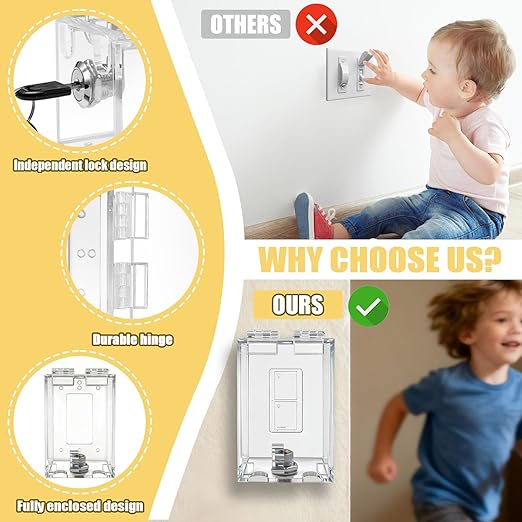 Light Switch Guard Cover, Child Safety Switch Plate with High-Strength PVC Fully Enclosed Design, Baby Proof Outlet Covers Prevent Accidental On/Off by Kids (1 Pack)”