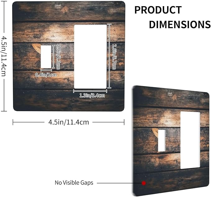 Outlet Covers Brown Vintage Wooden Board Rustic Wood 1 Toggle 1 Rocker Combination Decorative Wall Plate Electrical Switch Plates Light Switch Cover Plate For Farmhouse Cabin Decor