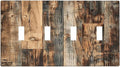 Light Switch Covers Rustic Brown Wood Pattern Splice Plank Quad Toggle Electrical Faceplate 4 Gang Wall Plate Decorative Switch Plates For Farmhouse Cabin Decor