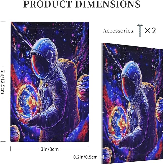 Astronaut Space Cool Galaxy Planet Light Switch Cover Plate 1 Gang No Device Blank Electrical Wall Plates Faceplate Decorative Switch Plate Covers for Kids Room Nursery Decor