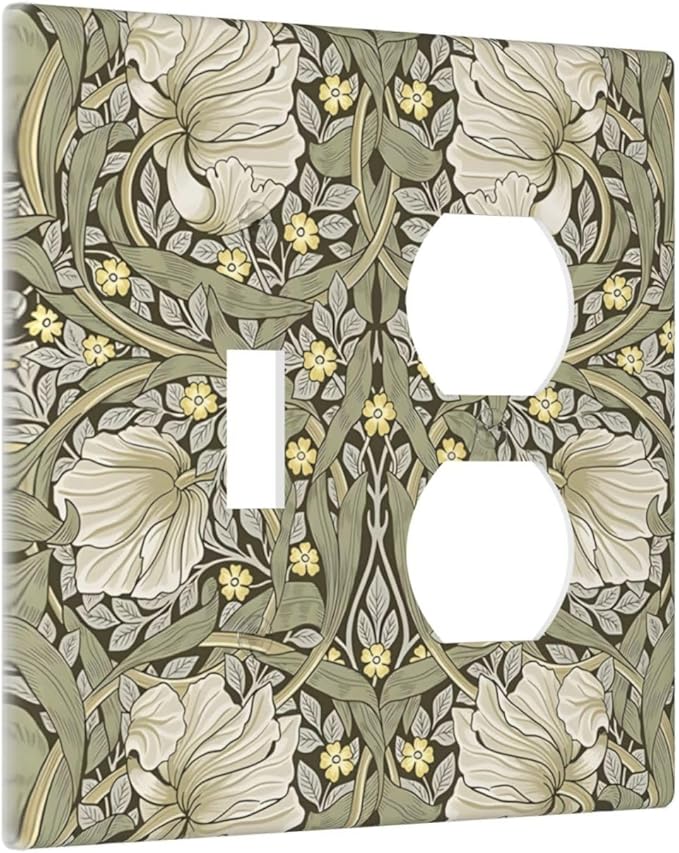 William Morris Pimpernel Flowers Plant Floral Wallplates 1 Toggle 1 Duplex Switch Plate Electrical GFCI Faceplate Decorative Light Switch Covers for Farmhouse Living Room Decor