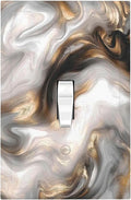 Decorative Light Switch Cover Grey Brown Swirl Marble Texture 1 Gang Single Toggle Device Electrical Faceplate Switchplates Decorator Outlet Wall Plate For Bathroom Kitchen Decor
