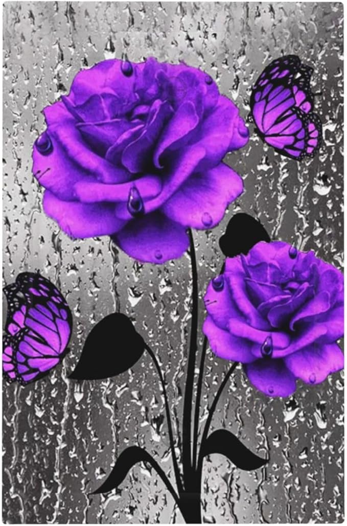 Purple Rose Butterfly Decorative 1 Gang No Device Blank Wall Plate Oversize Flower Floral Blossom Lover Valentine Art Electric Unused Receptacle Decorator/Gfci Light Outlets/Switches Face Plate Cover