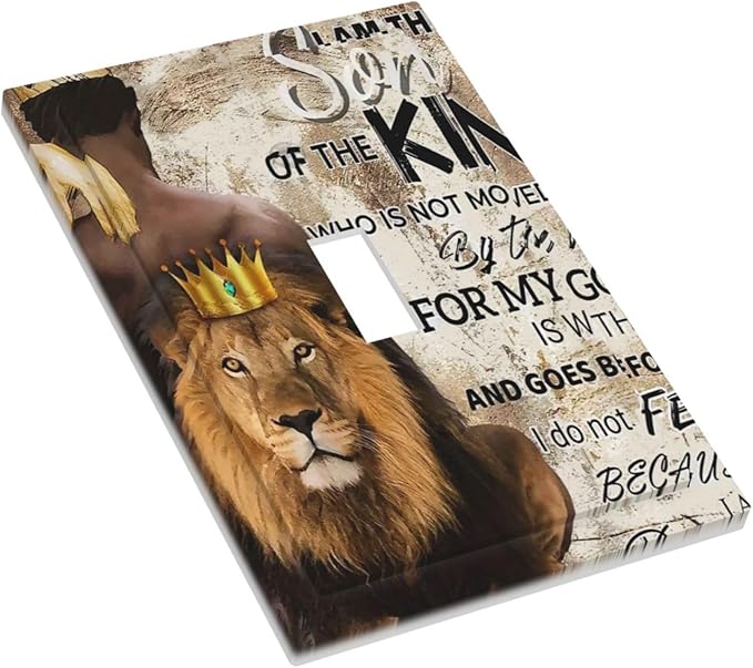 Quotes African Man Afro Lion 1 Gang Light Switch Plate Decorative Single Toggle Wall Plate Cover Electrical Switchplate Faceplate for Bedroom Room Decorate Jumbo