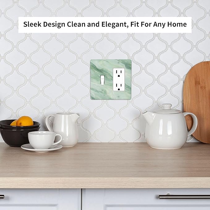 Outlet Covers Green Marble Pattern 1 Toggle 1 Rocker Combo Light Switch Cover Plate Decorative Switch Plate Covers Electrical Wall Plate for Home Bedroom Decor