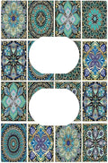Outlet Covers Mandala Decorative Rustic Vintage Turquoise Pattern 1 Gang Duplex Wall Plate Decorative Switch Plates Electrical Receptacle Faceplate Light Switch Cover for Bedroom Bathroom