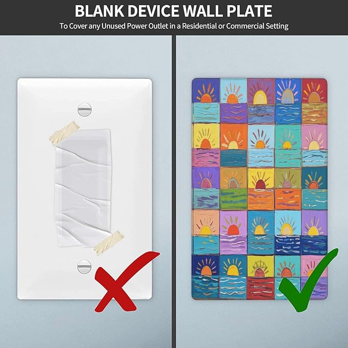 Sunrise No Device Blank Wall Plate Decorative 1 Gang Light Switch Covers Electrical Switchplate Home Decorate Faceplat for Bathroom Bedroom Kitchen Room 4.5 x 2.76 Inch