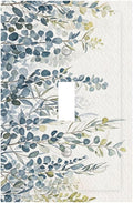 Decorative Switch Cover Plate with Green & Blue Watercolor Eucalyptus Botanical Foliage Design Single Gang Toggle Switch Plate Light Switch Covers Artistic Faceplate for Living Room Decor