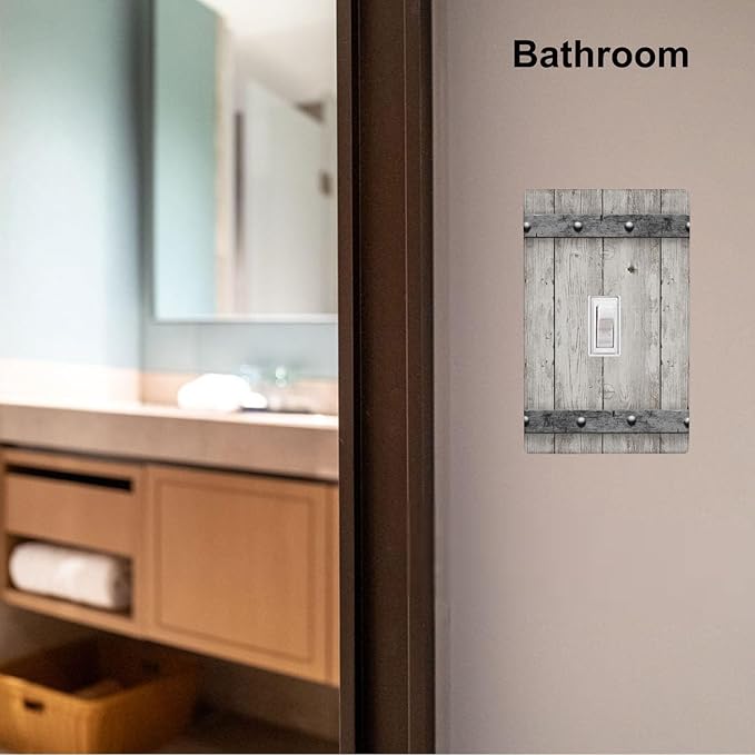 Rustic Cabin Wooden Texture 1-Gang Toggle Light Switch Plate, Gray Vintage Wood Wall Plate for Cabin, Lodge, Farmhouse & Bedroom