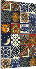 Colorful Boho Sun Moon Mexico Talavera Tile Decorative 1 Gang No Device Blank Wall Plate Oversize Hippie Mosaic Tiles Electric Unused Receptacle Decorator/Gfci Light Outlets/Switches Face Plate Cover