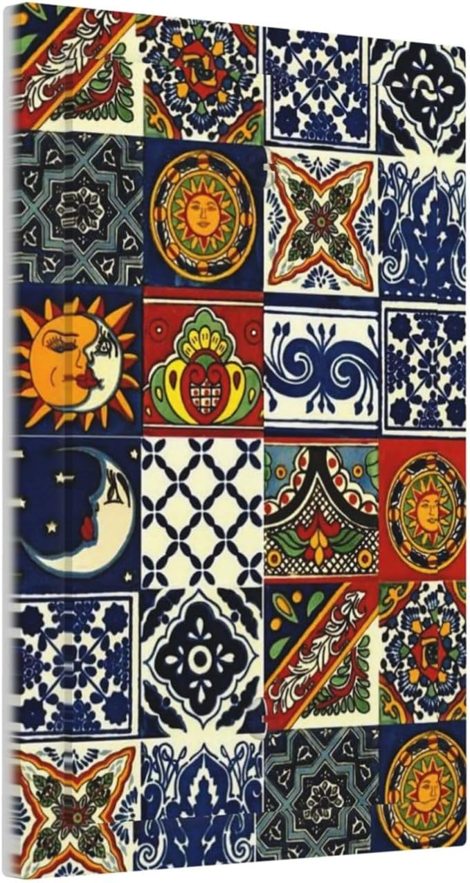 Colorful Boho Sun Moon Mexico Talavera Tile Decorative 1 Gang No Device Blank Wall Plate Oversize Hippie Mosaic Tiles Electric Unused Receptacle Decorator/Gfci Light Outlets/Switches Face Plate Cover