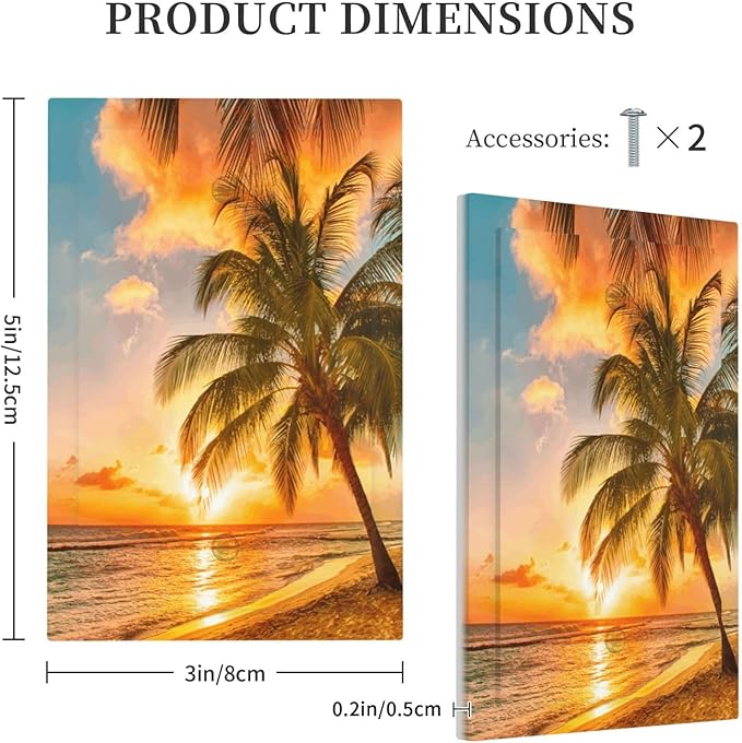 Decorative Light Switch Plate Covers Tropical Beach Ocean Palm Trees Island Hawaiian Sunset Sea Waves Scenery 1 Gang No Device Single Blank Outlet Covers Wall Plate Light Switch Cover Plate