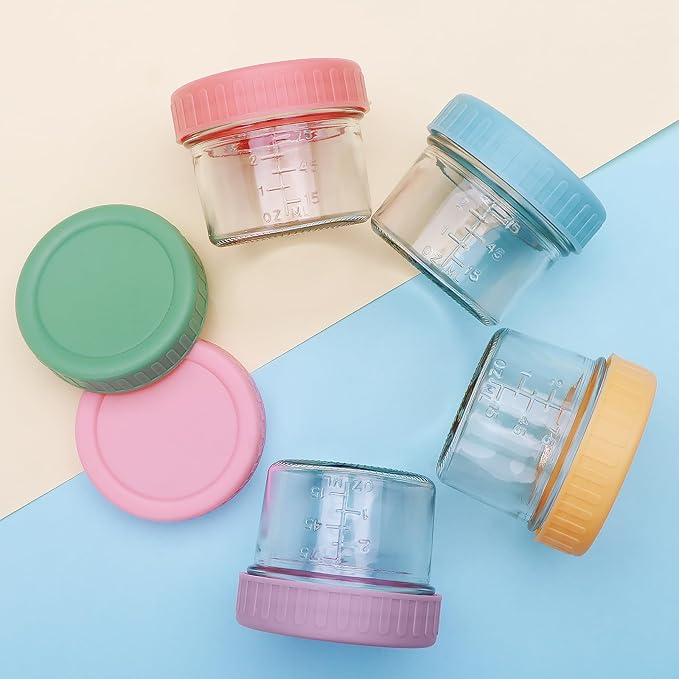 Accguan 16 Pack Glass Baby Food Storage Containers, 4 oz Baby Food Jars with Lids, Baby Food Maker for Microwave & Dishwasher Freezer Safe,BPA Free