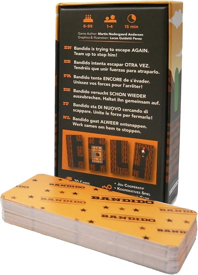 Bandido Card Game - Cooperative Strategy and Route Building Fun! Fun Family Adventure Game for Kids & Adults, Ages 6+, 1-4 Players, 15 Minute Playtime, Made by Helvetiq