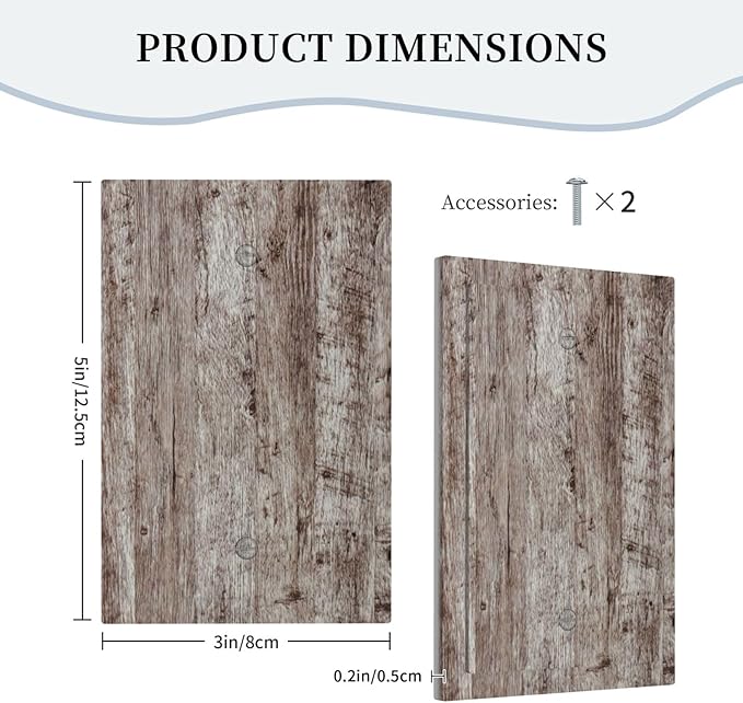 Light Switch Covers Rustic Wood Grey Brown Vintage Wooden Plank Decorative Switch Plates 1 Gang Blank No Device Outlet Covers Electrical WallPlates for Farmhouse Home Decor