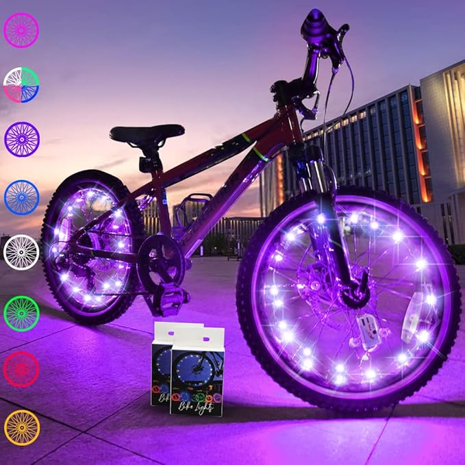 TINANA 2 Tire Pack LED Bike Wheel Lights Ultra Bright Waterproof Bicycle Spoke Lights Cycling Decoration Safety Warning Tire Strip Light for Kids Adults Night Riding