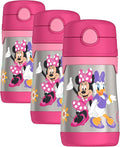 THERMOS Vacuum Insulated Stainless Steel 10oz Straw Bottle, MINNIE MOUSE (Pack of 3)
