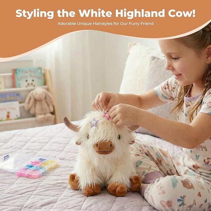 White Highland Cow Microwavable Weighted Stuffed Animals,Lavender Scented Heating Pad for Period Cramps&Pain&Warm,Heatable&Coolable Companion Plushies Toys Gifts for Kids Women