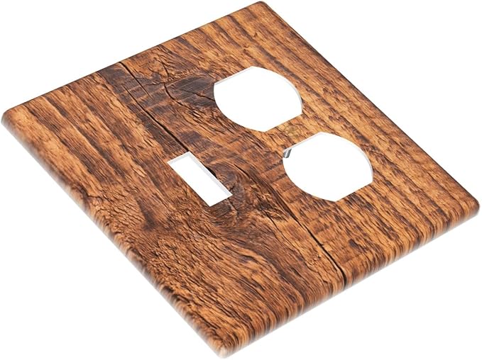 Brown Wood Grain Rustic Natural Burl Print Wallplates 1 Toggle 1 Duplex Switch Plate Electrical GFCI Faceplate Decorative Light Switch Covers for Farmhouse Home Decor