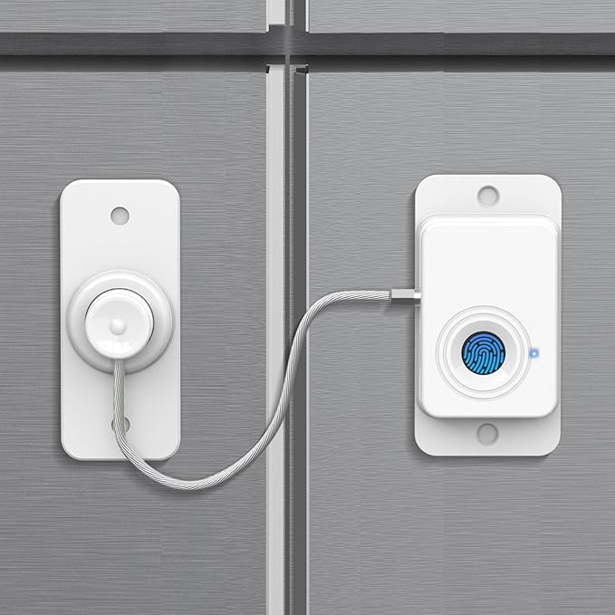 Fingerprint Fridge Lock,Child Proof Refrigerator Lock for Kids with Sticky Adhesive Pads,Cabinet Locks Baby Proofing for Fridge Cabinet Drawer Door Window Toilet