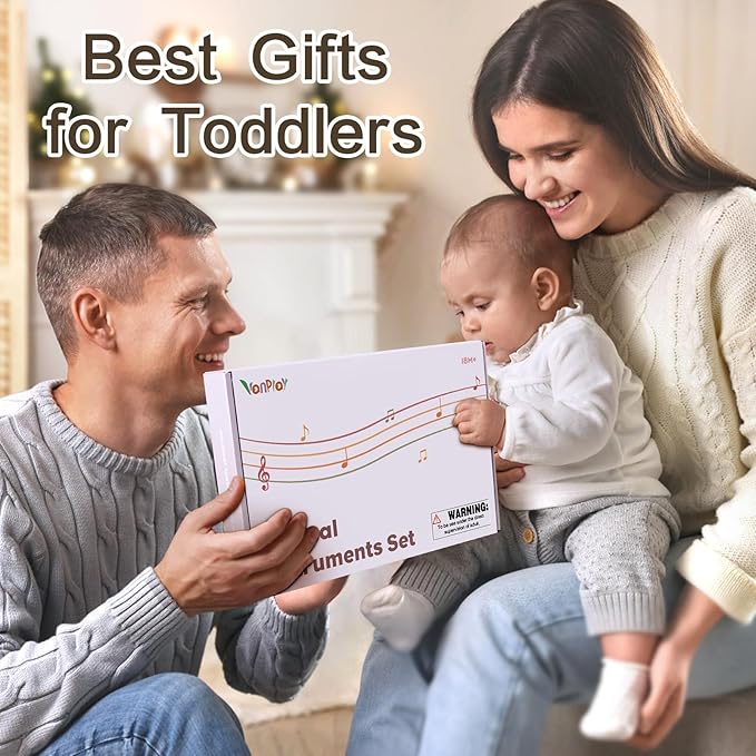 Vanplay Musical Toys for 2 Year Old Girls Easter Birthday Gifts, Montessori Toys for 2 3 Year Old, 8 in 1 Wooden Musical Instruments with Xylophone/ Tambourine/Maracas for Toddler 2-4
