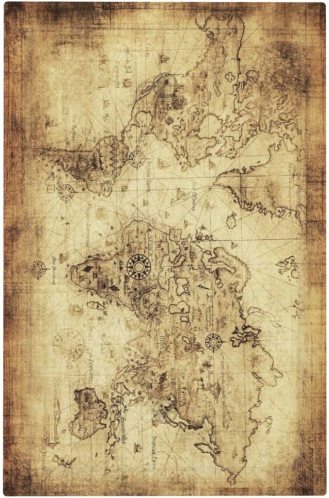 Old World Ocean Map 1 Gang No Device Wall Plate Decorative Blank Light Switch Cover Switchplate Electrical Faceplate for Bathroom Home Bedroom Art Decor