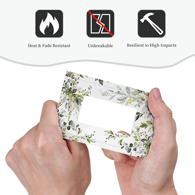Eucalyptus Sage Green Leaf Plant Floral Decorative Outlet Covers 1 Gang Single Rocker Light Switch Cover Plate Wall Plates GFCI Faceplate for Bedroom Living Room Decor