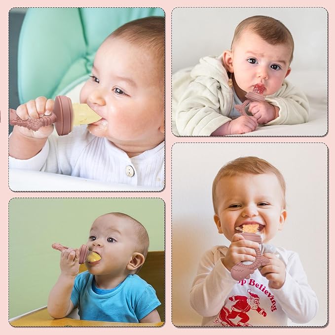 Baby Breastmilk Popsicle Molds & Fruit Feeder Pacifier, Silicone Baby Food Freezer Tray Storage Containers for Infant Teething Self Feeding
