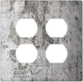 Light Switch Cover Plate Gray White Speckled Weathered Concrete Wall 2 Gang Socket Covers Double Duplex Wallplates Switch Plates and Outlet Covers for Bedroom Home Decor