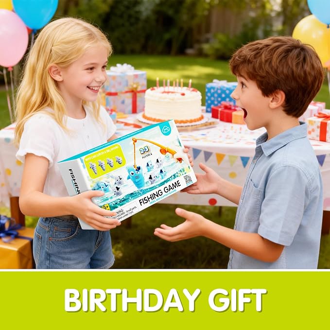 MINGKIDS Shark Fishing Game for Kids - Preschool Math Games for 3 Year Olds, Toddler Fine Motor Learning Toys, Fun Family Board Games for Boys and Girls Ages 3-5
