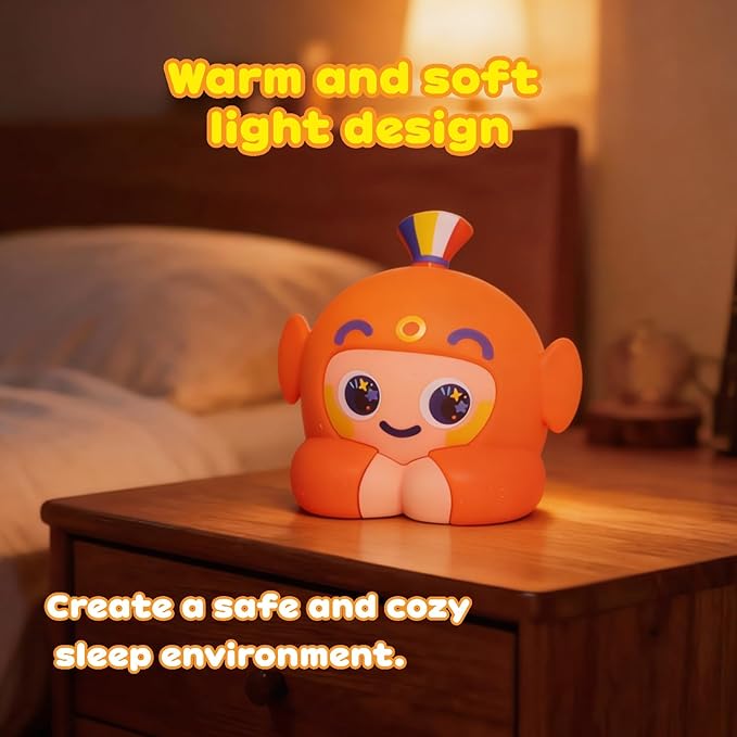 Axolotl Night Light, Hand Tap Control Squishy Silicone Lamp with 3 Warm Light Levels, Rechargeable LED Cute Animal Lamp for Bedroom, Nursery, Nightstand & Mood Lighting