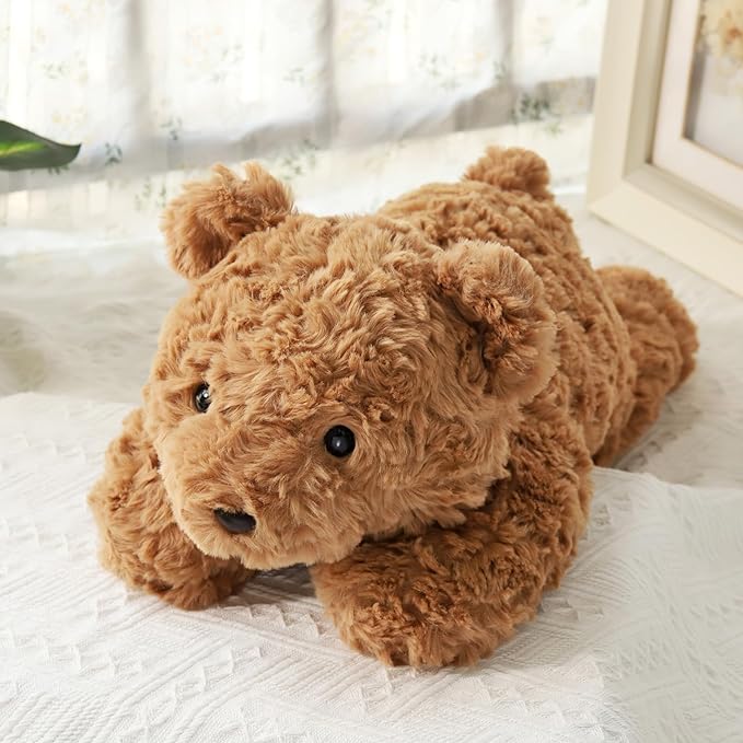 Large Weighted Teddy Bear Stuffed Animal 27.5" 5.5Lbs, Sturdy and Fluffy Brown Bear Plush Toy for Adutls Cuddle, Cute Plushy Hugging Pillow Toy for Adutls