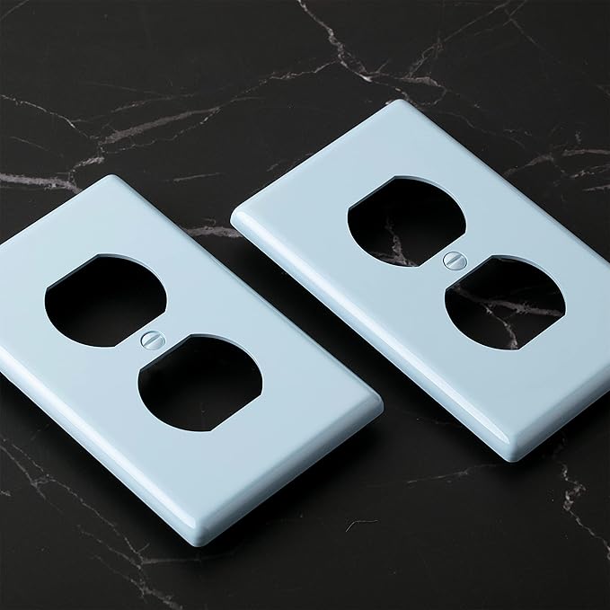 Bates- Duplex Receptacle Wall Plates, 2 Pack, Blue Electrical Outlet Cover Plates, Electric Outlet Cover, Wall Outlet Cover, Outlet Plate, Outlet Wall Plate, Wall Outlet Cover Plate