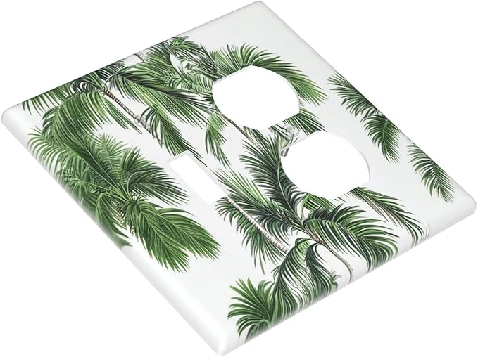 Wallplates Palm Trees Tropical Green Plant Palm Leaf 1 Toggle 1 Duplex Switch Plate Electrical Gfci Faceplate Decorative Light Switch Covers For Bed Room Bathroom Decor
