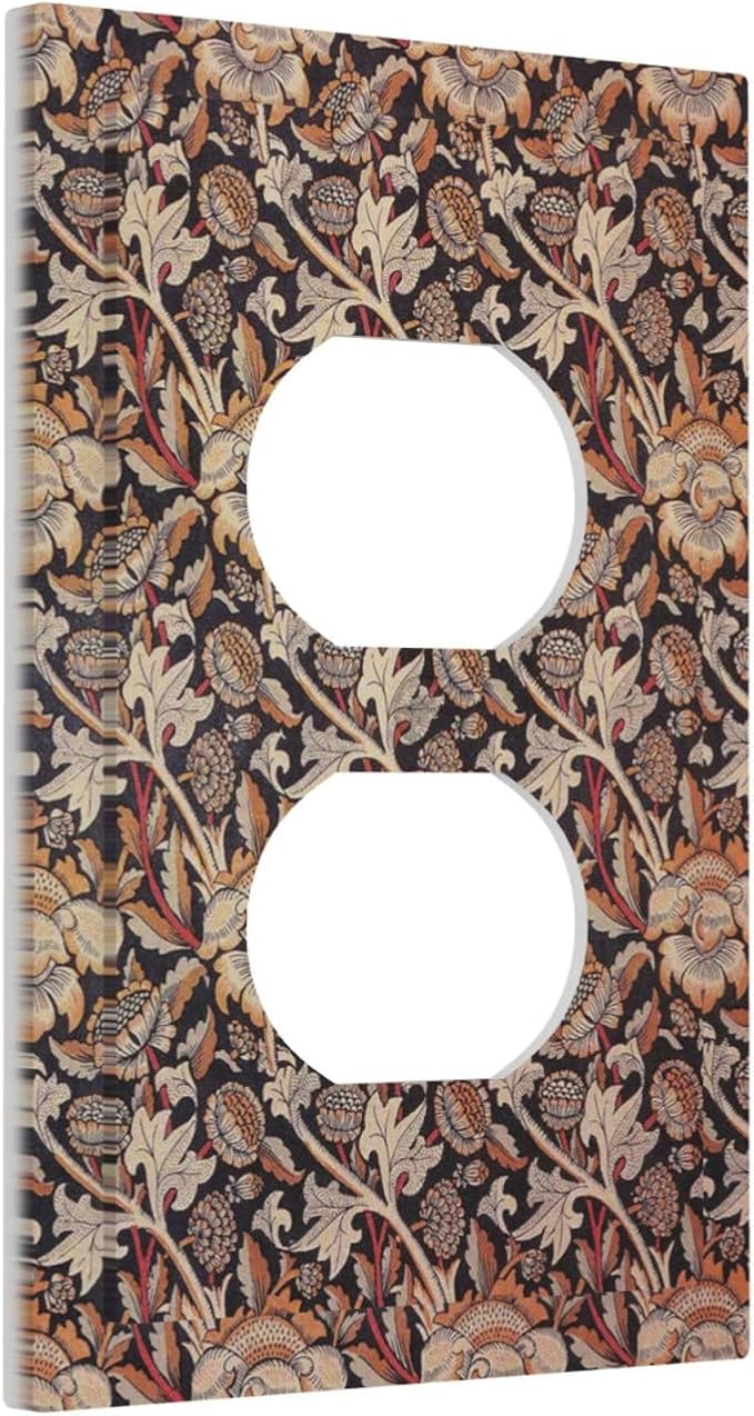 Outlet Covers Vintage William Morris Floral Plants 1 Gang Duplex Light Switch Cover Electrical Receptacle Faceplate Wall Plate Decorative Switch Plates for Bedroom living Room Decor
