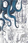 Nautical Vintage Map Octopus Mermaid Lighthouse Boat Light Switch Cover Plate 1 Gang No Device Blank Electrical Wall Plates Faceplate Decorative Switch Plate Covers for Bathroom Kids Room Decor
