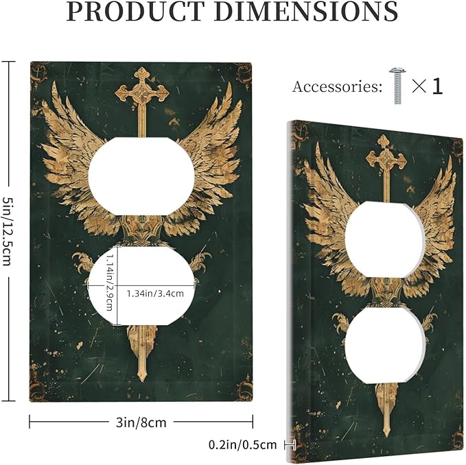 Medieval Retro Golden Eagle Totem Outlet Covers 1 Gang Duplex Electrical Receptacle Faceplate Light Switch Cover Wall Plate Decorative Switch Plates for Bedroom Living Room Decor