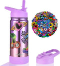 Mininoo Kids Water Bottle, Girls Water Bottles for School, 16oz Metal Water Bottle Kids with Straw Lid