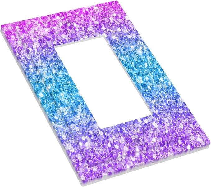 Outlet Covers Fantasy Colorful Glitter Blue Purple Gradient 1 Gang Single Rocker Light Switch Cover Plate Decorative GFCI Wallplates Socket Cover Electrical Switch Plate Covers for Kids Room Home