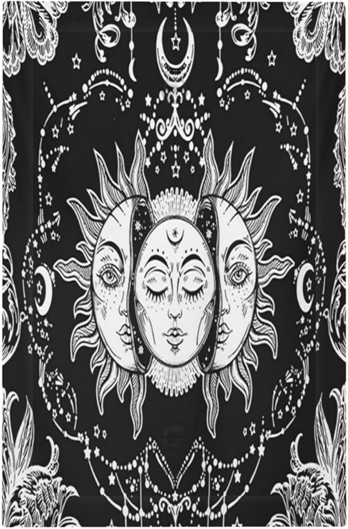 Light Switch Cover Plate Psychedelic Sun and Moon Wall Plate Cover 1 Gang Black and White Blank No Device Decorative Outlet Covers Electrical Switchplate for Bathroom Bedroom Home Decor