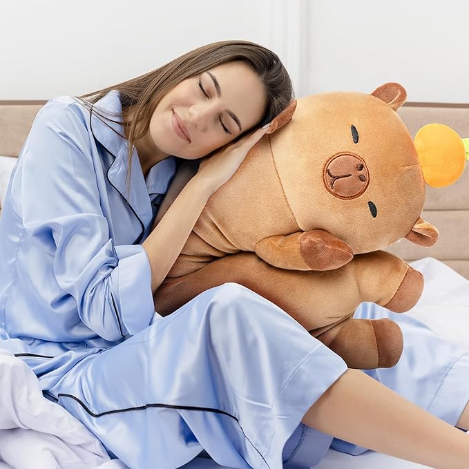 Mewaii Long Capybara Body Pillow Plush 5 Sizes, 120% Extra Filling Giant Plushness Kids Body Pillow, Kawaii Cute Capybara Capibara Stuffed Animals Plushies, Big Long Body Pillow Gift for Girls 20”
