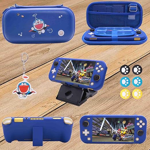 GUTIAL Accessories Bundle for Nintendo Switch Lite - Cute Kawaii NS Lite Accessories kit for Grils Boys Kids with Carrying Case, Cartoon Cover Case, Screen Protector, Stand - Blue