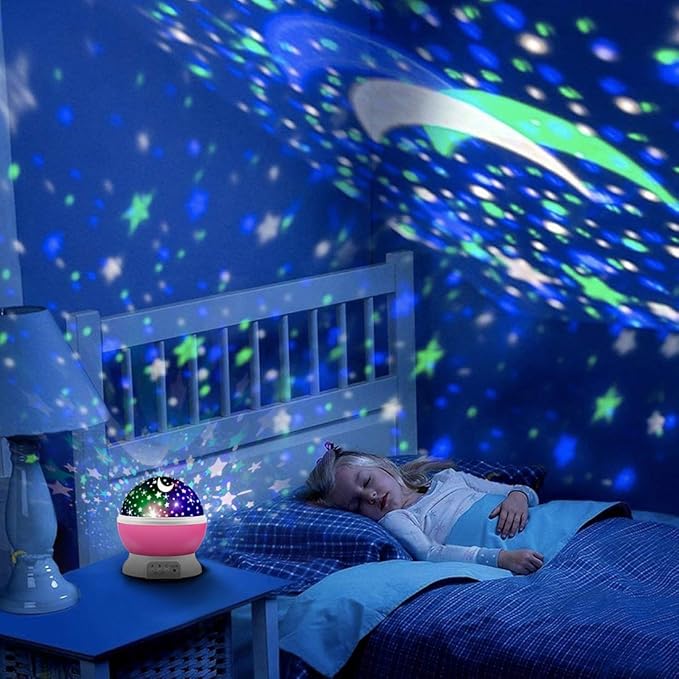 MOKOQI Star Projector Night Lights for Kids - Fun Gifts for 1-4-6-14 Year Old Girls Night Light Projector Rotating Star Sky Moon Light Projector for Kids Bedroom Decor -Pink