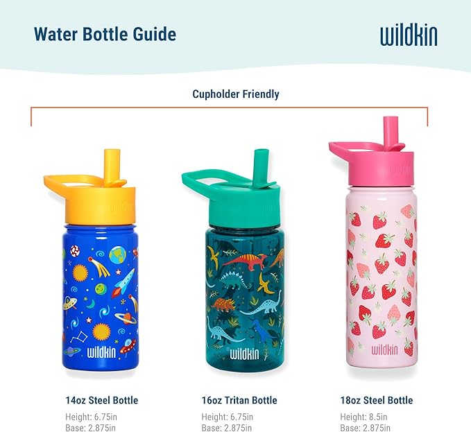 Wildkin Kids 18oz Stainless Steel Water Bottle – BPA-Free, Leakproof, Insulated, Easy-Clean - Black and White Checkered