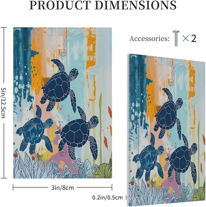 Light Switch Cover Plate Colorful Ocean Sea Turtle Marine Life 1 Gang No Device Blank Electrical Wall Plates Faceplate Decorative Switch Plate for Kids room Bedroom Decor