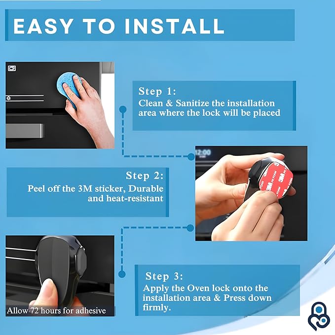 BABY PROOF ME Oven Lock Child Safety, 1 Pack, Oven Door Lock Child Safety, Oven Baby Proofing, Heat-Resistant, Durable & Easy to Install Oven Safety Locks for Toddlers, Baby Proof Oven (Black)